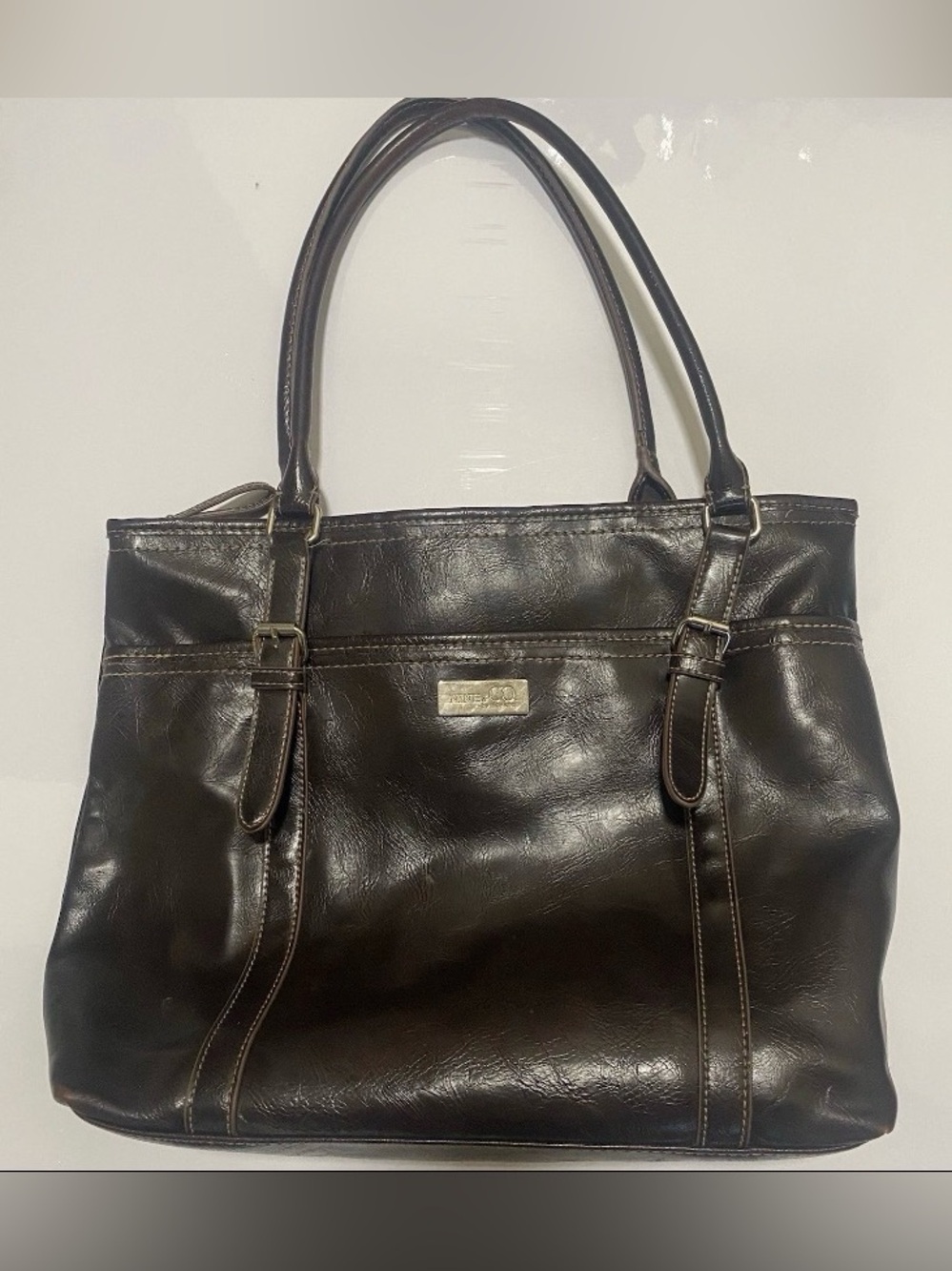 Nine West Women's Brown Leather Shoulder Bag Large Tote Handbag